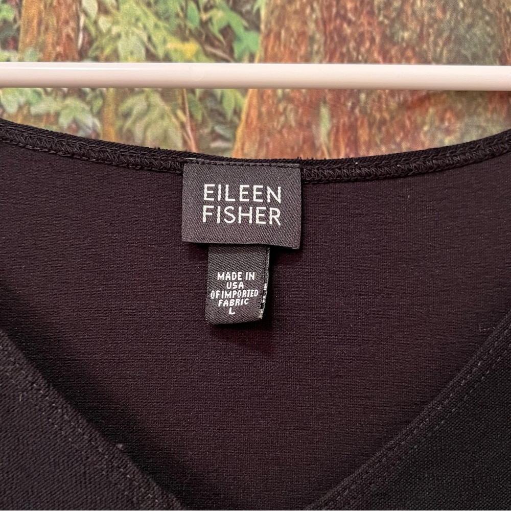 Eileen Fisher Stretch Jersey Knit Tank Dress black v neck wrap design - Picture 6 of 14